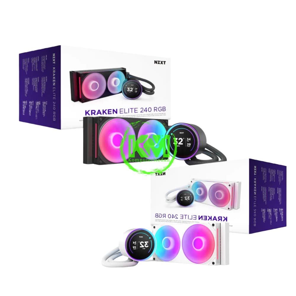 NZXT KRAKEN ELITE 240 RGB BLACK WHITE FAN PROCESSOR